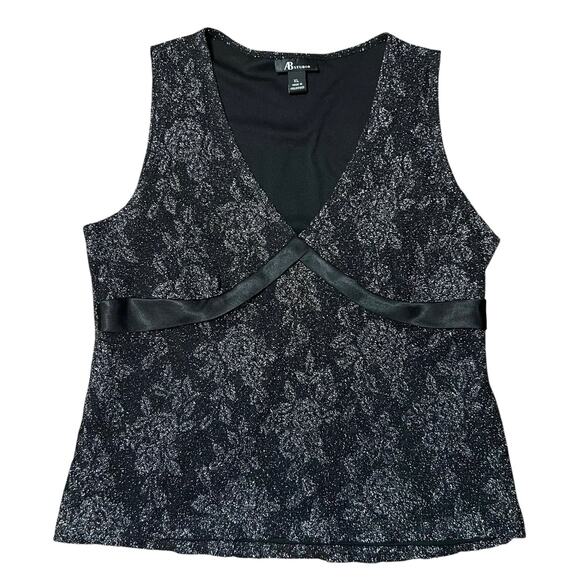 AB Studio Black Sparkly Y2K Cami Top Size XL - Picture 1 of 5